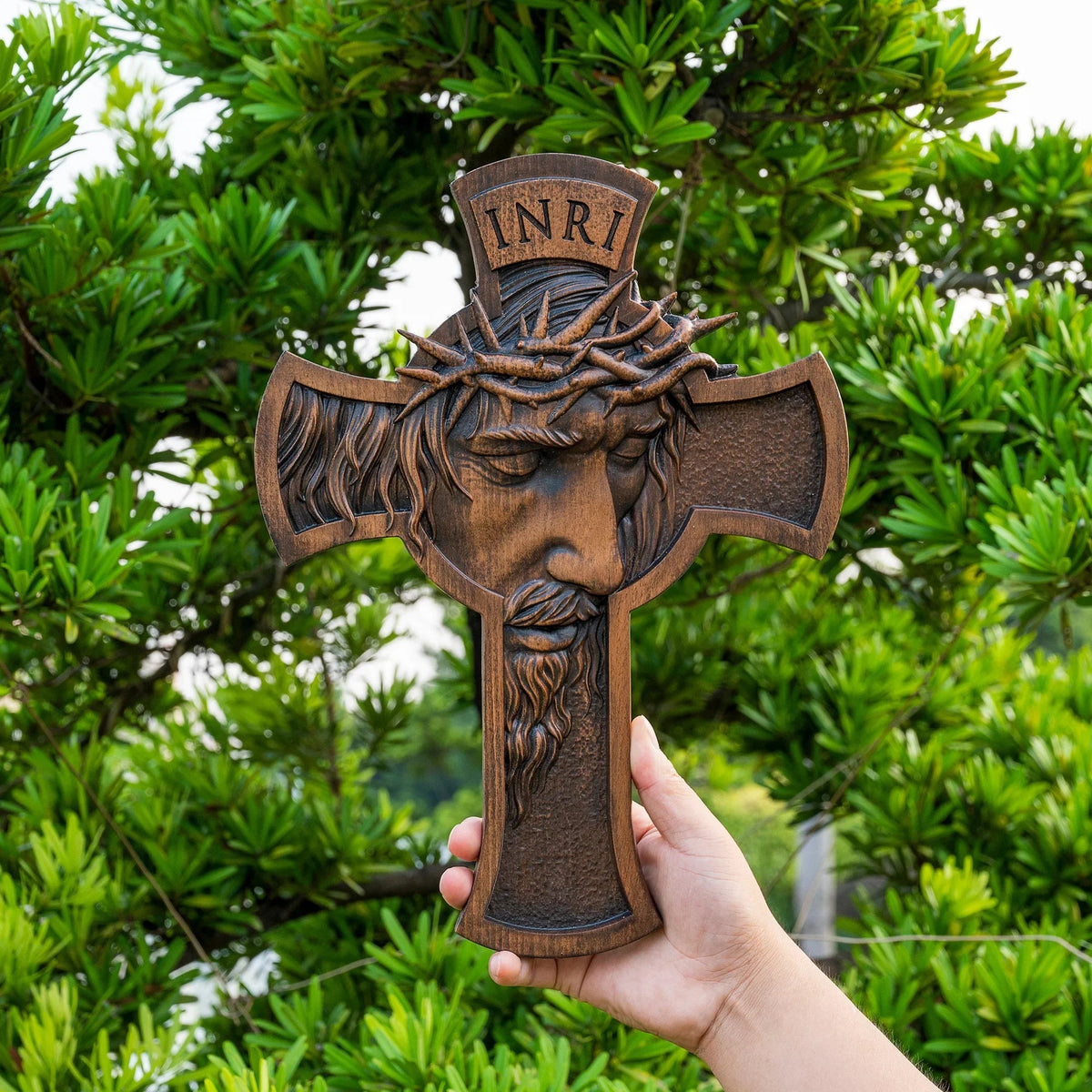 Jesus Holy Crown of Thorns Wood Cross, Christ delivered us from the curse of sin - mokarve