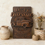 Dad's Garage Wooden Wall Sign: The Perfect Tribute to His Go-To Space - design detail