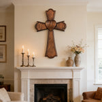Eternal Heart Hand-Carved Wood Cross: Faith Woven with Love - product view