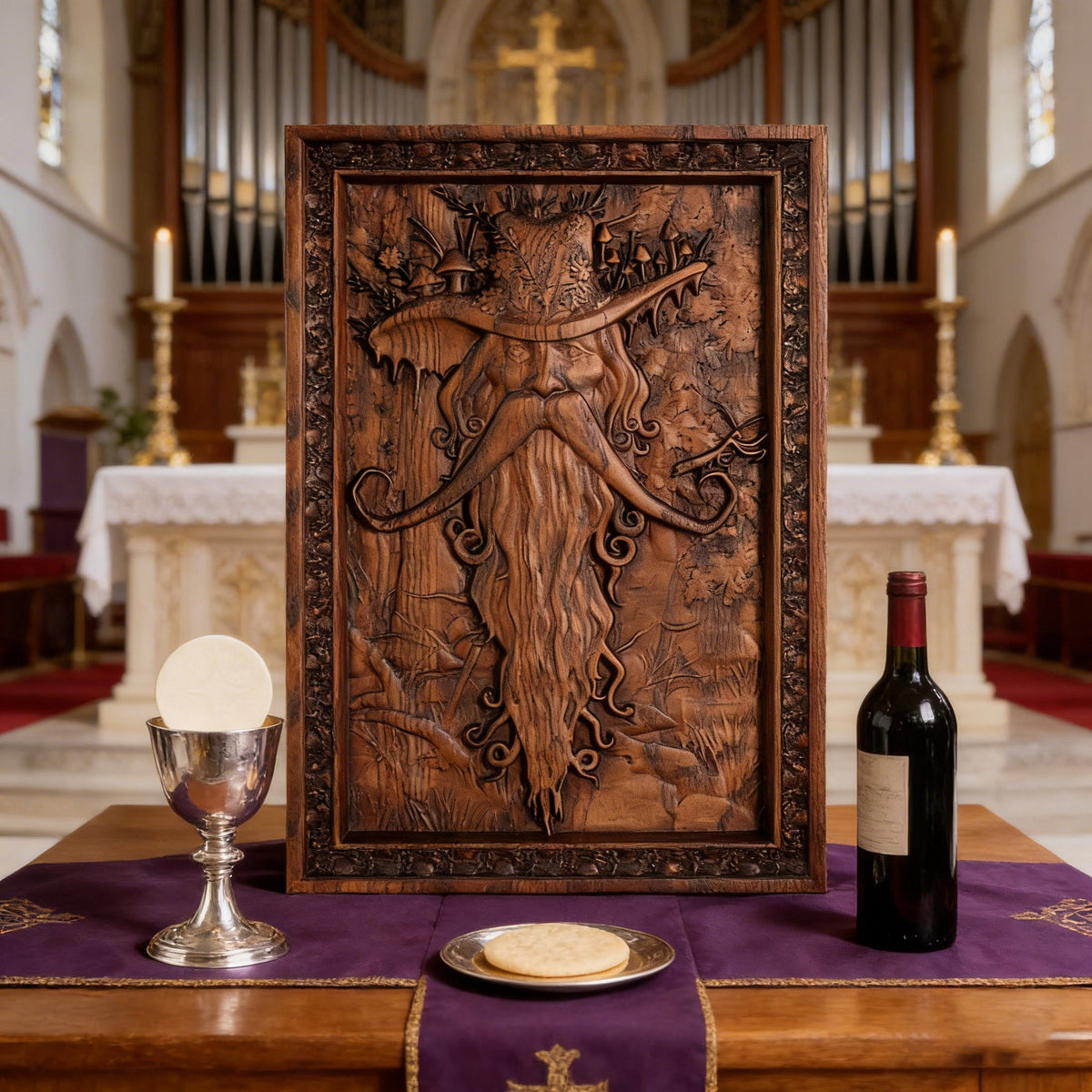 Natural Ash Wood Magician Carved Art: Whimsy Woven in Warm Wood - craftsmanship detail