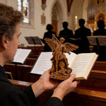 Boxwood Archangel Michael Carving: A Christmas Gift of Divine Protection - craftsmanship detail