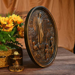 Our Lady of Fatima Wood Carving Decoration - Virgin Wall Pendant - mokarve