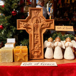 Ascension of Jesus wood carving cross for Christian home display and prayer spaces