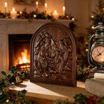 Natural Beech Nativity Scene Wood Carving Plaque: The Heart of Christmas in Handcrafted Wood - craftsmanship detail