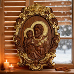 “St. Joseph & Child Jesus” Hand-Carved Wood Icon – A Timeless Christian Gift for Father’s Day & Faithful - design detail