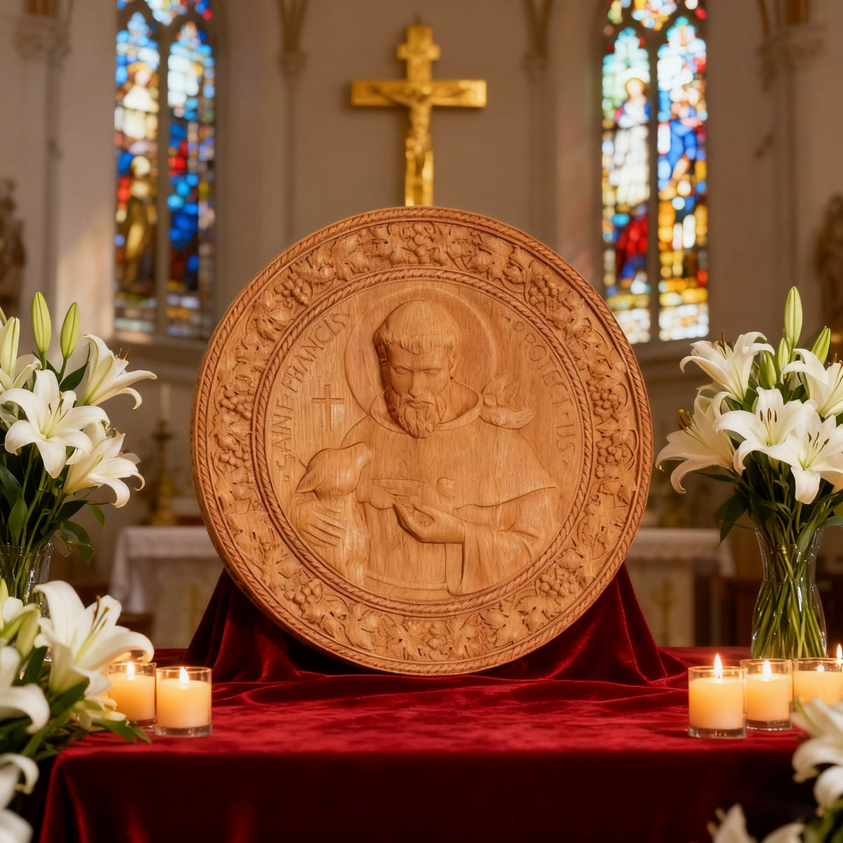 St. Francis of Assisi Wood Icon - size and finish detail