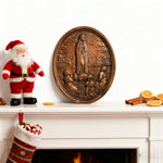 Our Lady of Fatima Wood Carving Decoration - Virgin Wall Pendant - Christian gift presentation