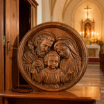 Holy Family Wooden Plaque: A Christian Symbol of Love, Faith, & Family - design detail