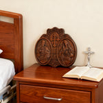 Sacred Hearts of Jesus & Mary Beechwood Plaque – Hand-Carved Devotional Art for Home Prayer - craftsmanship detail