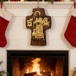 Good Shepherd Wooden Cross: A Religious Gift of Endless Care & Guidance - side view