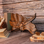 American flag with eagle wooden sign, eagle flag wood carving wall decoration, 3D engraving USA flag and bald eagle - mokarve