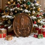 Our Lady of Fatima Wood Carving Decoration - Virgin Wall Pendant - craftsmanship detail