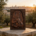 Jesus in Gethsemane Hand-Carved Wood Wall Art: The Weight of His Humble Sorrow - design detail