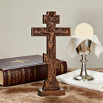 Orthodox Crucifixion Crucifix Wooden Tabletop Ornament - side view