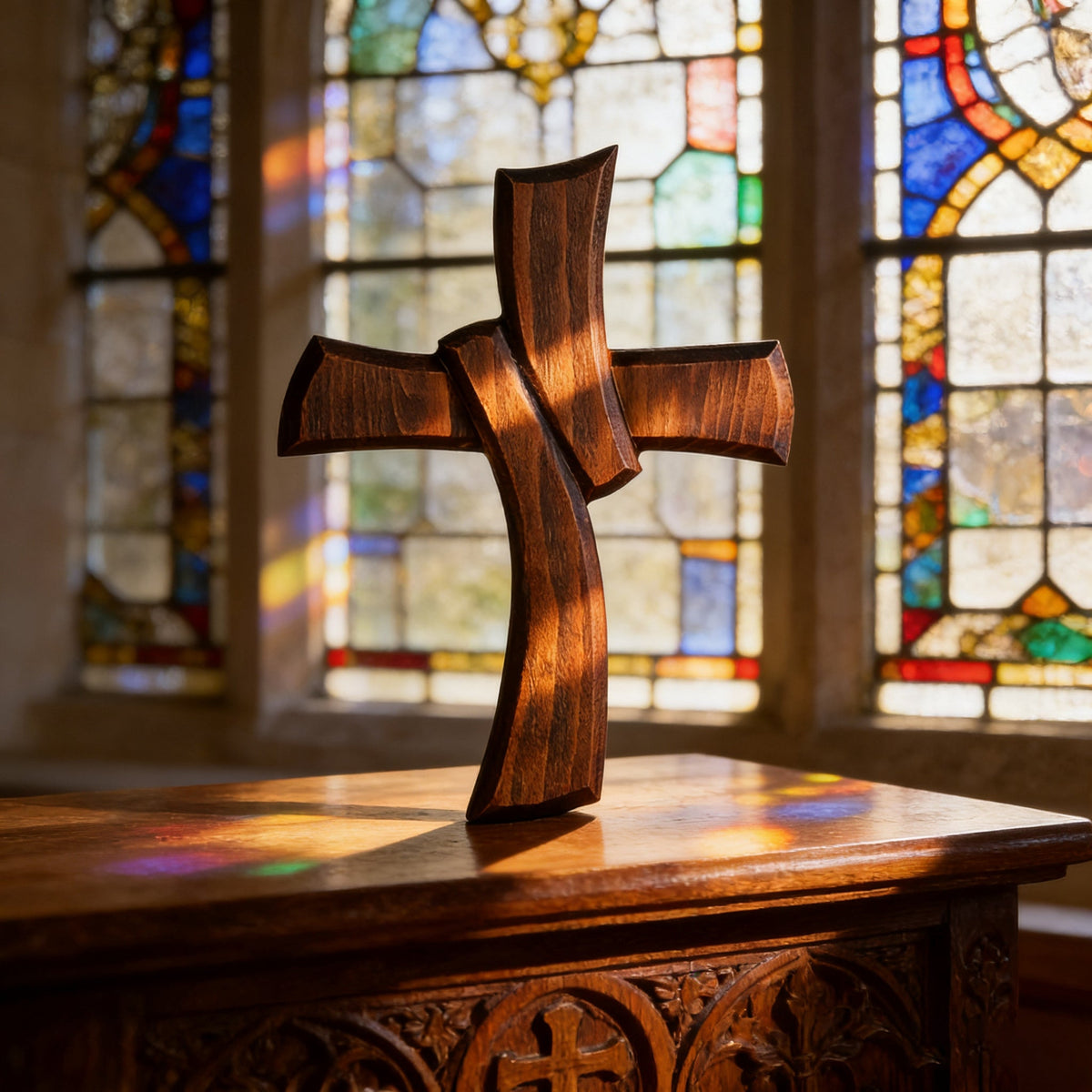 Minimalist Twist Wooden Hand Carved Cross for Wall Decor, Religious Gift Cross for Christian home decor and prayer spaces