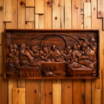 Last Supper Religious Carving Icons Gifts Wood Carving Religious Wood Wall Art - side view