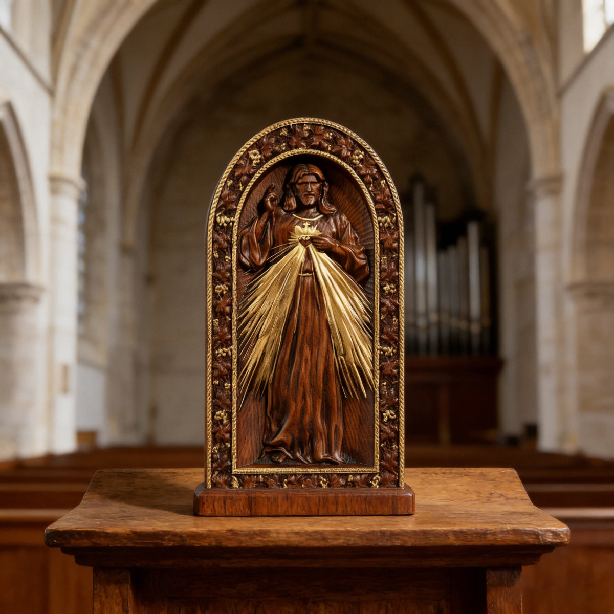Sacred Heart of Jesus Desktop Decor - side view