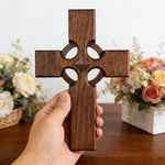 Irish Celtic Cross Wooden Hand Carved Cross for Wall Decor, Religious Gift Cross for Christian home decor and prayer spaces
