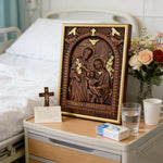 Beechwood Holy Family Wall Hanging: Carving Devotion in Wood, Bringing Sacred Warmth - design detail
