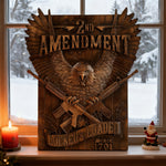 Handcrafted Solid Wood Wall Art - Commemorating the Second Amendment - design detail