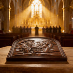 Natural Beech Nativity Scene Wood Carving Plaque: The Heart of Christmas in Handcrafted Wood - design detail