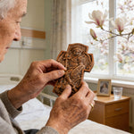 Archangel Michael Hand-Carved Ashwood Cross Plaque - side view
