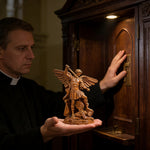 Boxwood Archangel Michael Carving: A Christmas Gift of Divine Protection - Christian gift presentation