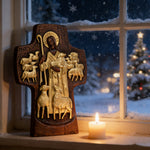 Good Shepherd Wooden Cross: A Religious Gift of Endless Care & Guidance - product view