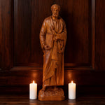 St. Peter Boxwood Sculpture Hand-Carved Apostle Figure | Your Spiritual Companion in Faith & Restoration - side view