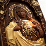 Immaculate Heart of Mary Hand-Carved Beech Wood Sculpture | Sacred Home Altar Ornament - design detail