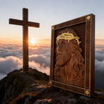 ✝ Hand-Carved Jesus Thorn Crown Wood Art: A Christian Symbol of Redemption & Grace - size and finish detail