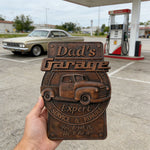 Dad's Garage Wooden Wall Sign: The Perfect Tribute to His Go-To Space - side view