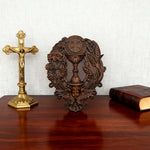First Communion Christian Wood Carving - Sacrament of the Holy Eucharist Plaque - side view