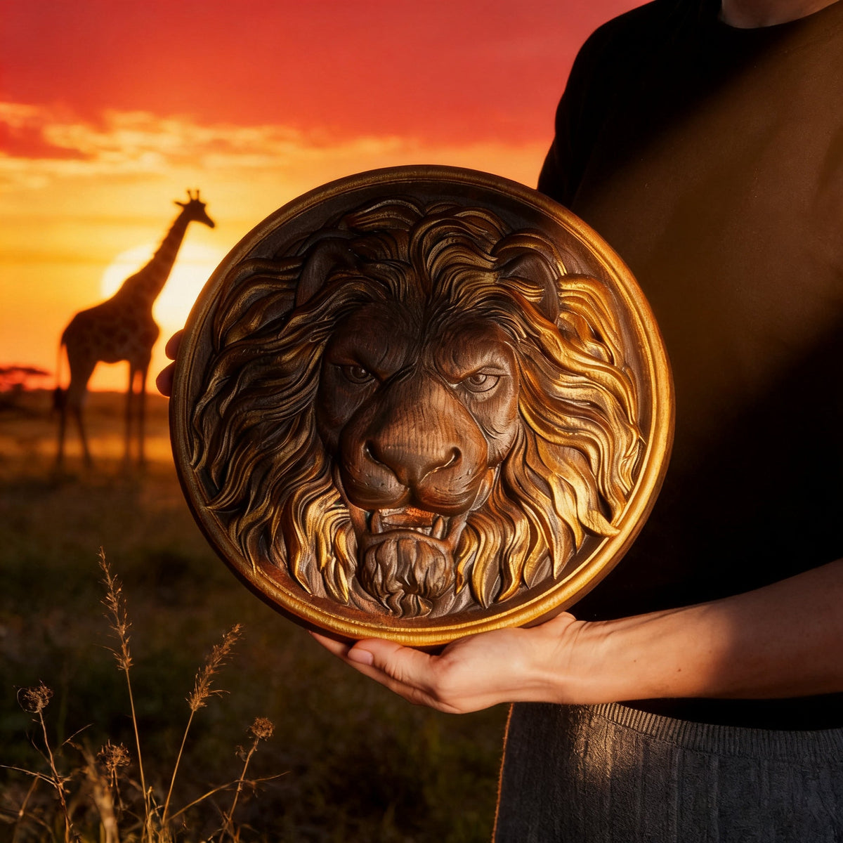 Lion Head Wooden Wall Art: Symbol of Christ the Lion of Judah for Christian home decor and prayer spaces
