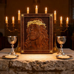 ✝ Hand-Carved Jesus Thorn Crown Wood Art: A Christian Symbol of Redemption & Grace - side view