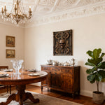 Ornate Skull Carved Wood Wall Art: Timeless Baroque-Inspired Decor - side view