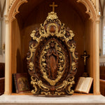 Hand-Carved Our Lady of Grace Wooden Icon: A Christian Symbol of Mary’s Devotion - size and finish detail