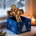 Eucharistic Chalice Wooden Cross: A Christian Symbol of the Last Supper & Redemption - size and finish detail