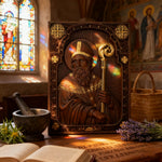 Saint Patrick Wood Carved Icon - design detail