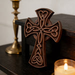 Celtic Love Cross Wood Wall Decor - side view