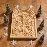 Handcarved Beechwood Crucifix Relief — Let His Sacrifice Settle Into Your Days - craftsmanship detail