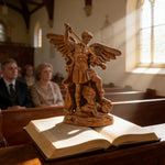 Boxwood Archangel Michael Carving: A Christmas Gift of Divine Protection - side view