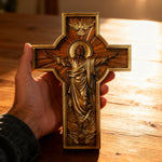 Ascension of Jesus wood carving cross - product view