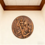 St.Christopher Christian Wood Carving Plaque/The patron saint of travelers - craftsmanship detail