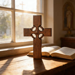 Irish Celtic Cross Wooden Hand Carved Cross for Wall Decor, Religious Gift Cross - Christian gift presentation