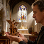 Boxwood Archangel Michael Carving: A Christmas Gift of Divine Protection - craftsmanship detail