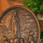 Our Lady of Fatima Wood Carving Decoration - Virgin Wall Pendant - mokarve