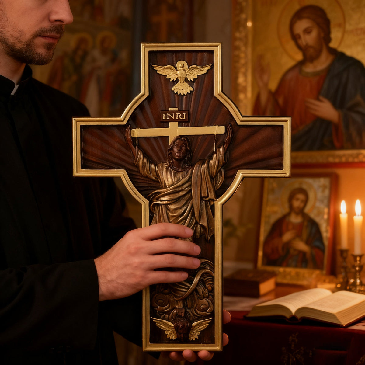 INRI Jesus Ascension Wooden Cross: A Christian Symbol of Victory & Hope for Christian home decor and prayer spaces