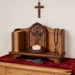 Archangel Michael Hand-Carved Beech Wood Candle Holder: A Sanctuary of Faith - side view