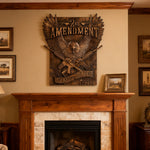 Handcrafted Solid Wood Wall Art - Commemorating the Second Amendment - size and finish detail